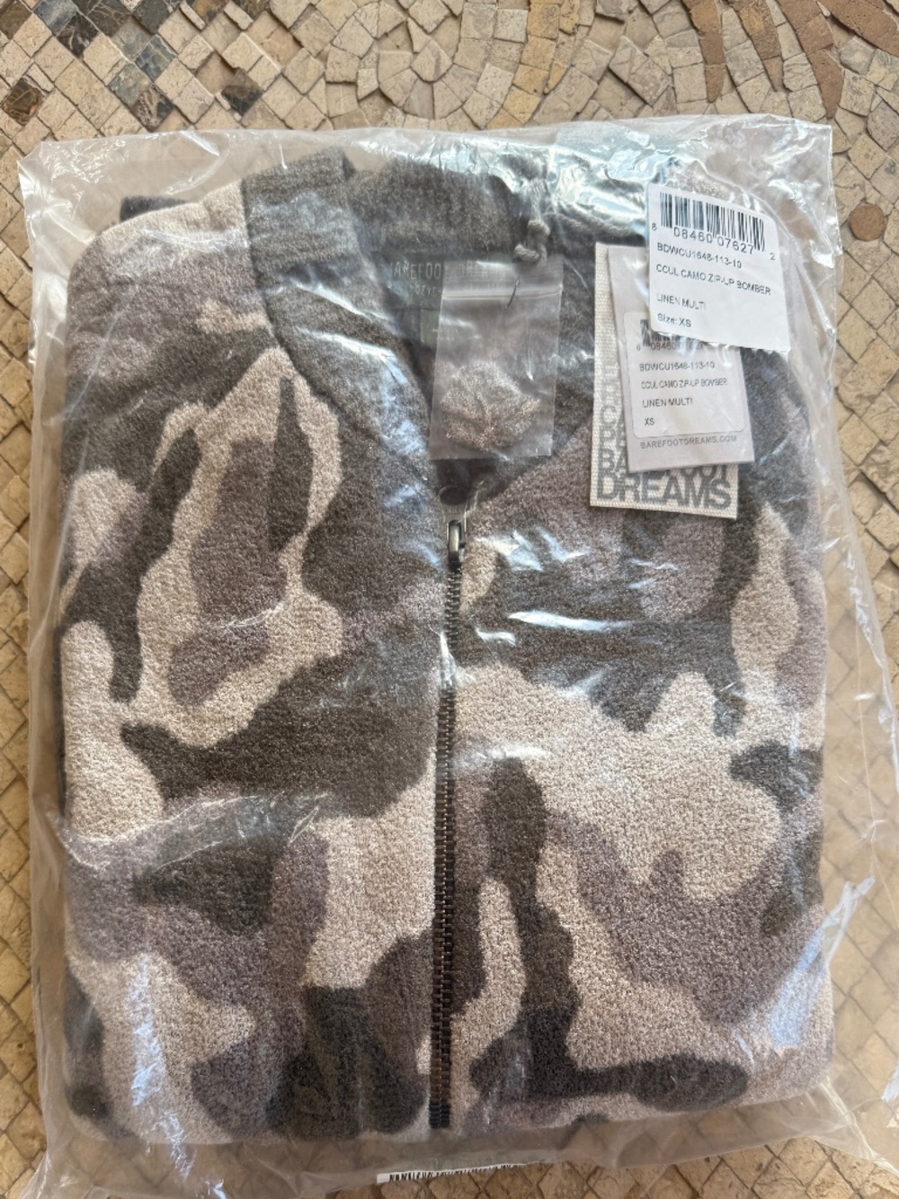 Barefoot Dreams CozyChic Ultra Lite Camo Bomber Jacket Zip Up Size XS